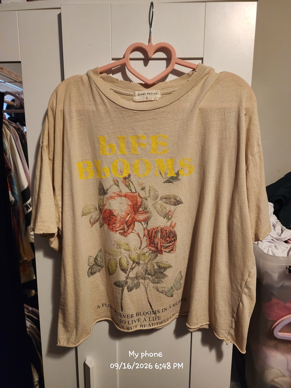 Beige 'Life Blooms' Floral Graphic Tee